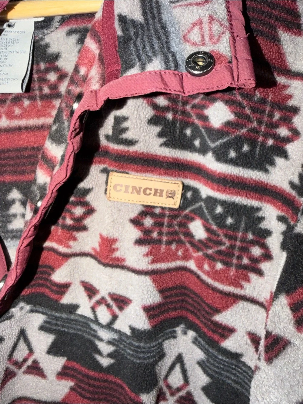 Cinch-Southwestern Print Quarter-Snap Pullover - Burgundy, Gray, Black